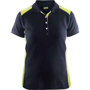 Blåkläder 3390-1050 Dames poloshirt piqué Donker marineblauw/High vis geel