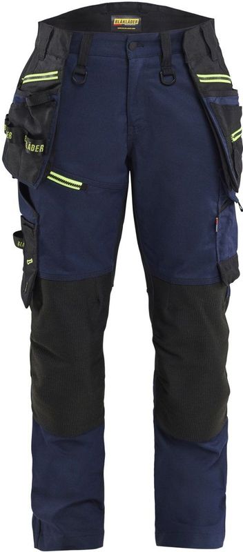 Blåkläder 7170-1149 STRIKER Dames werkbroek met stretch Donker marineblauw/High vis geel maat C32