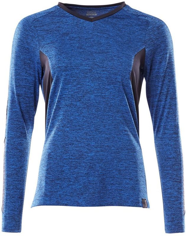 Mascot 18091-810 Dames T-shirt - Helder Blauw-Gemêleerd/Donkermarine - Lange Mouwen