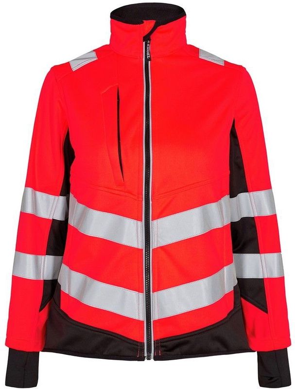 F. Engel 1156 Safety Ladies Softshell Jacket Red/Black maat 3XL