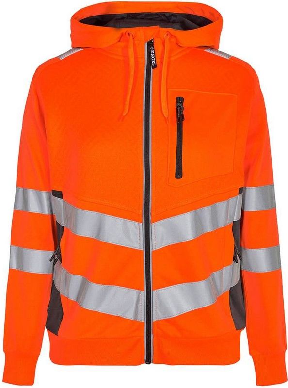 F. Engel 8027 Safety Ladies Sweat Cardigan Orange/Anthracite maat L