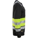 Snickers 8031 High-Vis Klasse 1, Sweatshirt - Zwart/High Visibility Geel