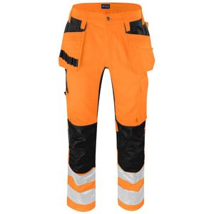 ProJob 6570 SIGNALISATIE STRETCHBROEK MET KNIEZAKKEN EN SPIJKERZAKKEN EN ISO 20471 KLASSE 2 646570 - Oranje/Zwart - C42/142