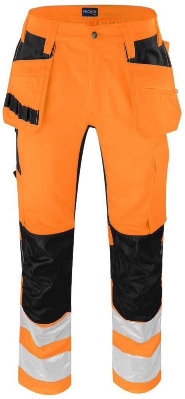 ProJob 6570 SIGNALISATIE STRETCHBROEK MET KNIEZAKKEN EN SPIJKERZAKKEN EN ISO 20471 KLASSE 2 646570 - Oranje/Zwart - C42/142