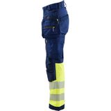 Blåkläder 7114-2513 Dames Softshell Werkbroek High Vis Marine/High Vis Geel maat D25