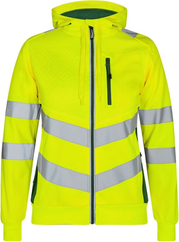 F. Engel 8027-241 Safety Ladies Sweat Cardigan Yellow/Green maat L