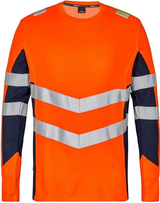 F. Engel 9545 Safety T-Shirt LS Orange/Blue Ink maat L