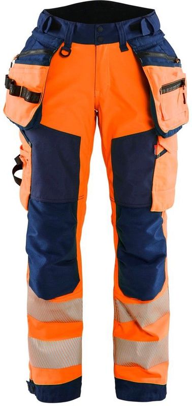Blåkläder 7118-2513 Dames Softshell Werkbroek High Vis High Vis Oranje/Marineblauw maat C34