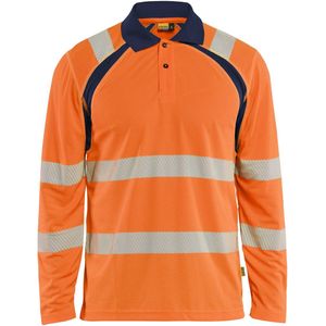 Blåkläder 3598-1013 UV-Poloshirt lange mouw High Vis High Vis Oranje/Marineblauw maat 4XL