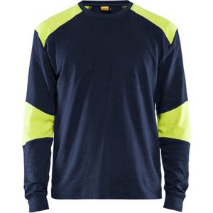 Blåkläder 3457-1761 Vlamvertragend T-shirt lange mouwen Marine/High Vis Geel