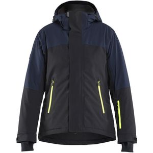 Blåkläder 4707-1917 STRIKER Dames Winterjas Stretch Donker marineblauw/High vis geel maat L