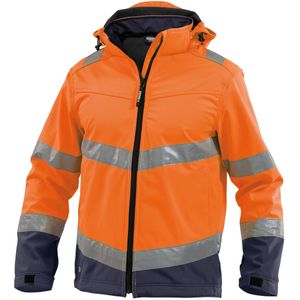 Dassy Malaga Hogezichtbaarheids softshelljas Fluo-Oranje/Marineblauw maat 3XL