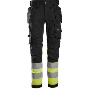 Snickers 6234 High-Vis Klasse 1 Stretchbroek met holsterzakken Zwart/High-Vis Geel maat 044