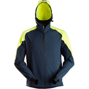 Snickers 8025 Neon Hoodie met Rits Marineblauw/Neongeel