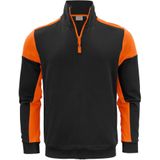 Printer Sweater Prime Halfzip Zwart/Oranje