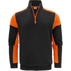Printer Sweater Prime Halfzip Zwart/Oranje