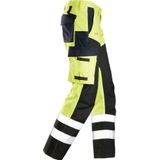 Snickers 6365 ProtecWork Broek met versterkt voorpand High-Vis Klasse 1 High-Vis Geel/Marineblauw maat 044