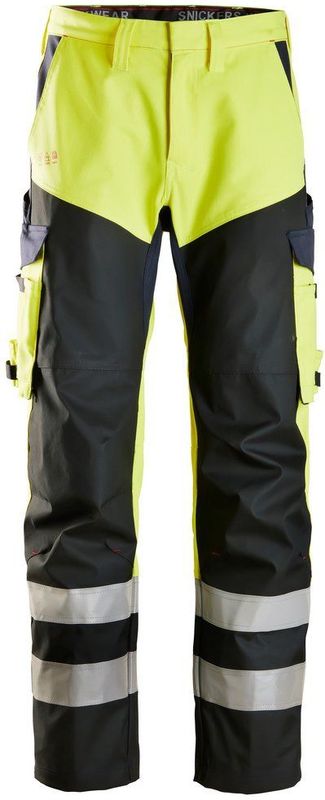 Snickers 6365 ProtecWork Broek met versterkt voorpand High-Vis Klasse 1 High-Vis Geel/Marineblauw maat 044