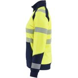 Blåkläder - 3508-2528 - Dames Sweatshirt met Rits - High Vis Geel/Marineblauw