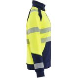 Blåkläder - 3508-2528 - Dames Sweatshirt met Rits - High Vis Geel/Marineblauw
