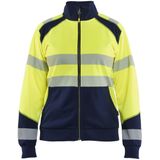 Blåkläder - 3508-2528 - Dames Sweatshirt met Rits - High Vis Geel/Marineblauw