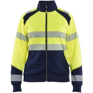 Blåkläder - 3508-2528 - Dames Sweatshirt met Rits - High Vis Geel/Marineblauw