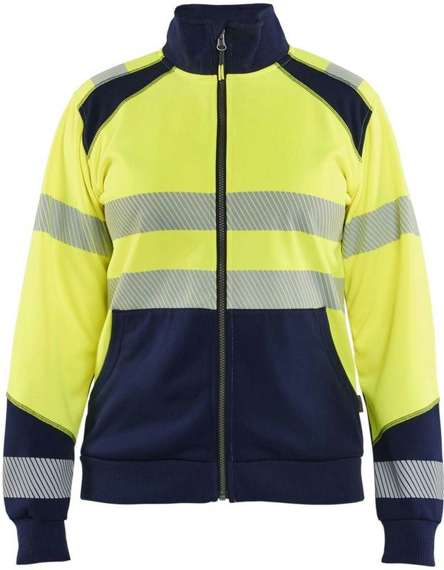 Blåkläder - 3508-2528 - Dames Sweatshirt met Rits - High Vis Geel/Marineblauw