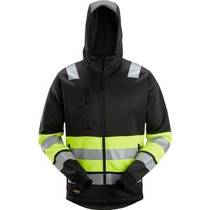 Snickers 8038 High-Vis Klasse 1, Hoodie met Rits - Zwart/High Visibility Geel