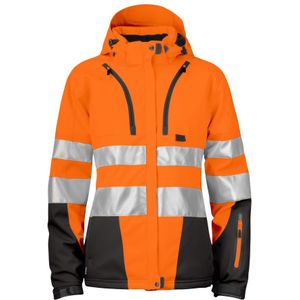 Projob 6424 Gevoerde Jas Dames - ISO 20471 Klasse 3/2 Oranje/Zwart maat XXL