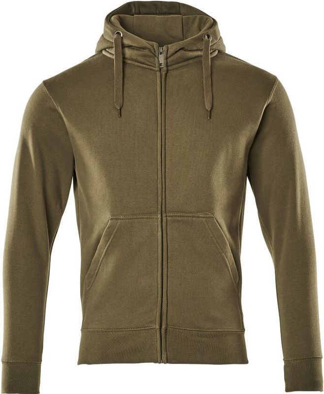 Mascot - Crossover Capuchontrui met Rits - Mosgroen - Gekamd Katoen