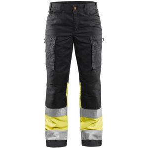 Blåkläder 7161-1811 Dames werkbroek High Vis met stretch Zwart/High Vis Geel maat C32