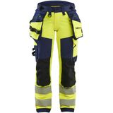 Blåkläder 7022-1648 Dames High Vis werkbroek 4-weg stretch High Vis Geel/Marineblauw maat C34