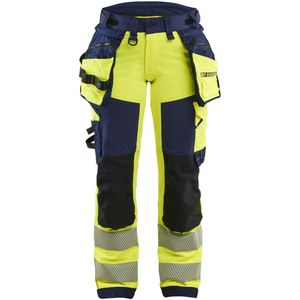 Blåkläder 7022-1648 Dames High Vis werkbroek 4-weg stretch High Vis Geel/Marineblauw maat C34
