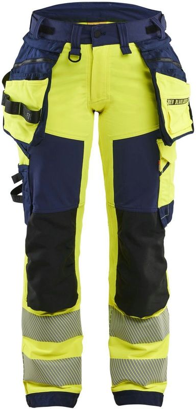 Blåkläder 7022-1648 Dames High Vis werkbroek 4-weg stretch High Vis Geel/Marineblauw maat C34