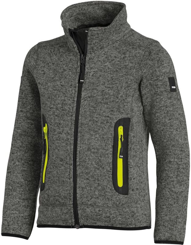 FHB Mats Gebreide Fleece Kinderjack Antraciet maat 98/104