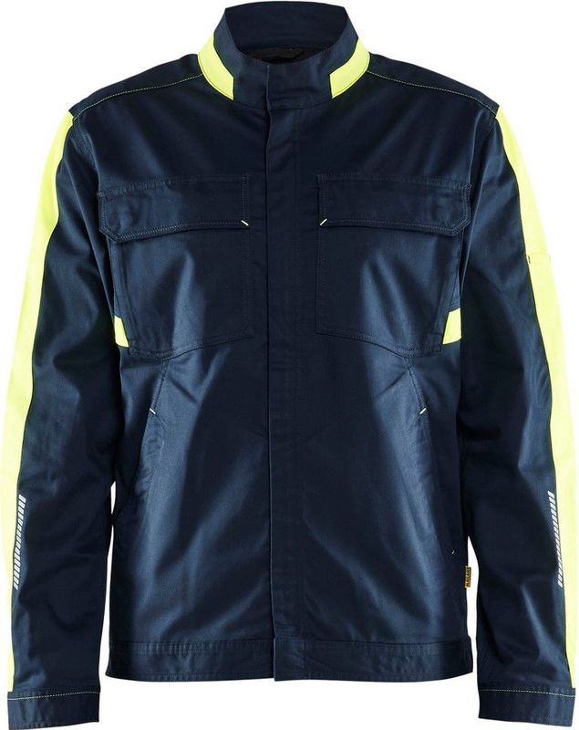Blåkläder 4444-1832 Industrie jack stretch Donker marineblauw/High vis geel maat 4XL