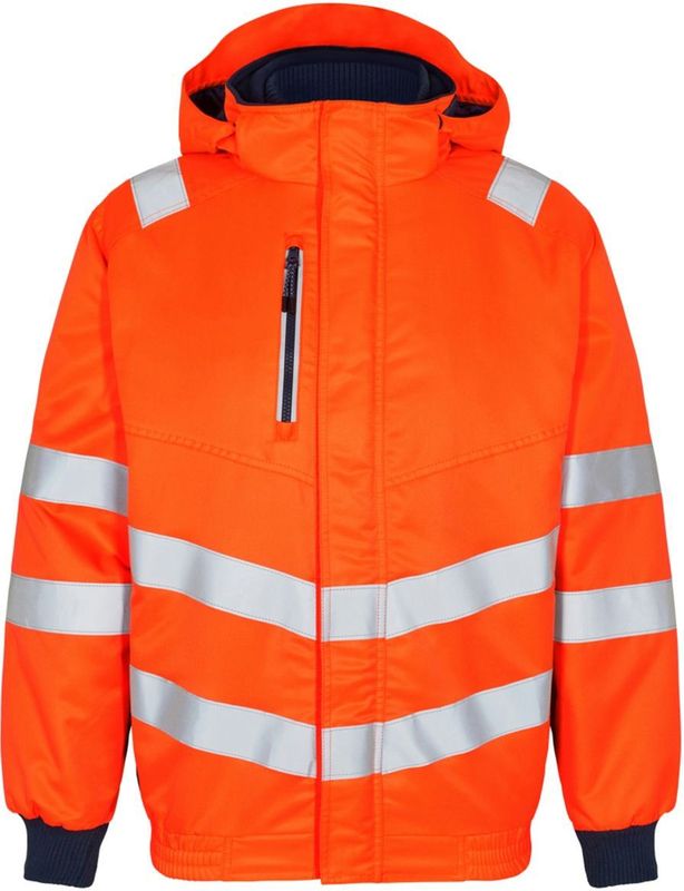 Engel - Safety Pilot Jack - Hi-vis Orange / Blue Ink - Werkjack - Water- en Winddicht