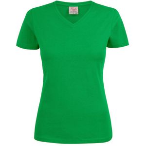 Printer Heavy T-Shirt V-Hals Dames Frisgroen maat XS