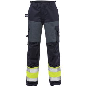 Fristads Flame high vis broek dames klasse 1 2591 FLAM Hi-Vis geel/marineblauw maat 38