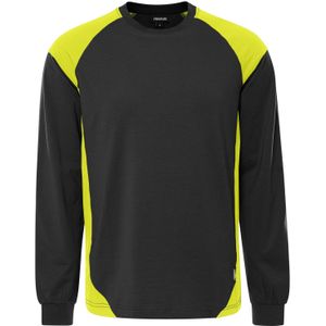 Fristads Heavy T-shirt lange mouw 7071 GTM Zwart/Hi-Vis Geel