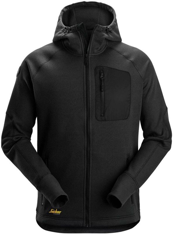 Snickers 8041 FlexiWork Fleece Hoodie met Volledige Rits Zwart maat XS