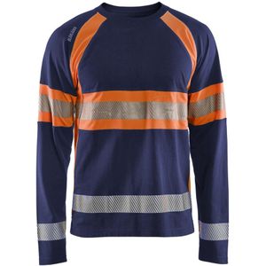 Blåkläder 3510-1030 High Vis T-shirt lange mouwen Marineblauw/Oranje
