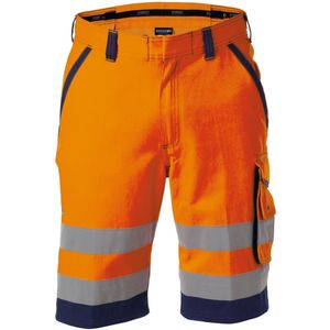 Dassy Lucca Hogezichtbaarheidsshort Fluo-Oranje/Marineblauw