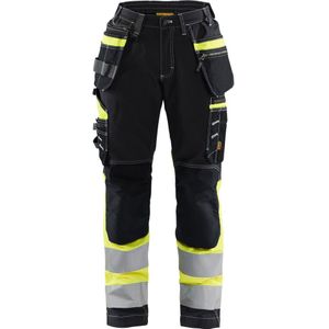 Blåkläder 7196-1370 Dames High Vis werkbroek met Stretch Zwart/High Vis Geel maat D25