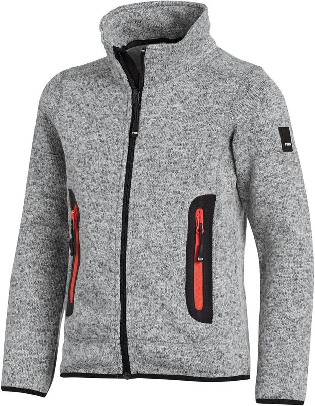 FHB Mats Gebreide Fleece Kinderjack Grijs maat 98/104