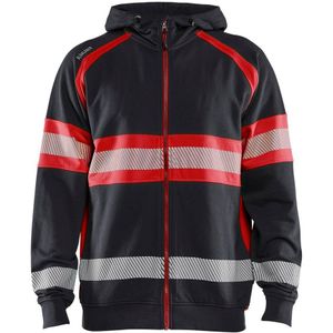 Blåkläder 3552-1158 Hooded sweatshirt High vis Zwart/High Vis Rood maat XS