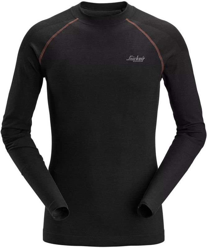 Snickers 9483 Naadloze Basislaag Warmteregulerende Wollen Top Zwart maat XS