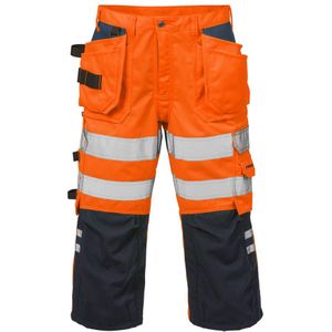 Fristads High vis 3/4 broek klasse 2 2027 PLU Hi-Vis oranje/marineblauw