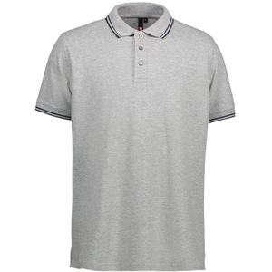 Pro Wear ID 0522 Stretch Contrast Polo Shirt Grey Melange Size 3XL