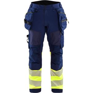 Blåkläder 1821-2513 Softshell Werkbroek High Vis Marine/High Vis Geel maat C156